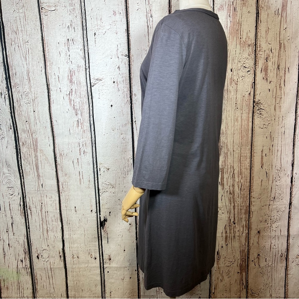 Garnet Hill Trapeze Grey Teal Jersey Swing Shift Dress Scoop Neck LARGE GUC - Picture 6 of 12